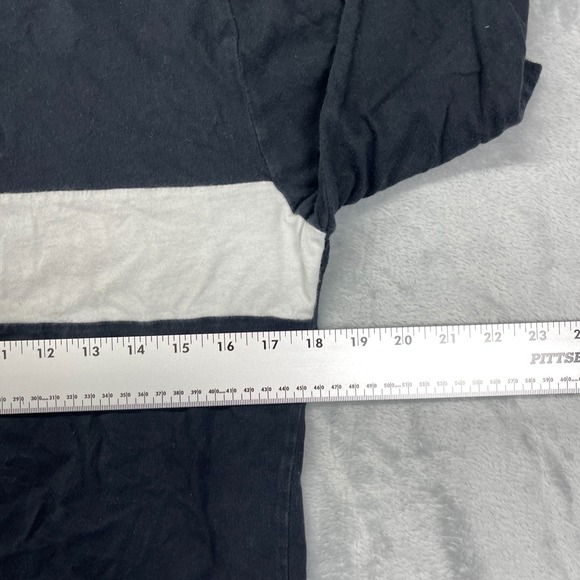 Hollister T-Shirt Mens S Black White Logo Tape Detail Long Sleeve Crew Neck Tee - Picture 4 of 5